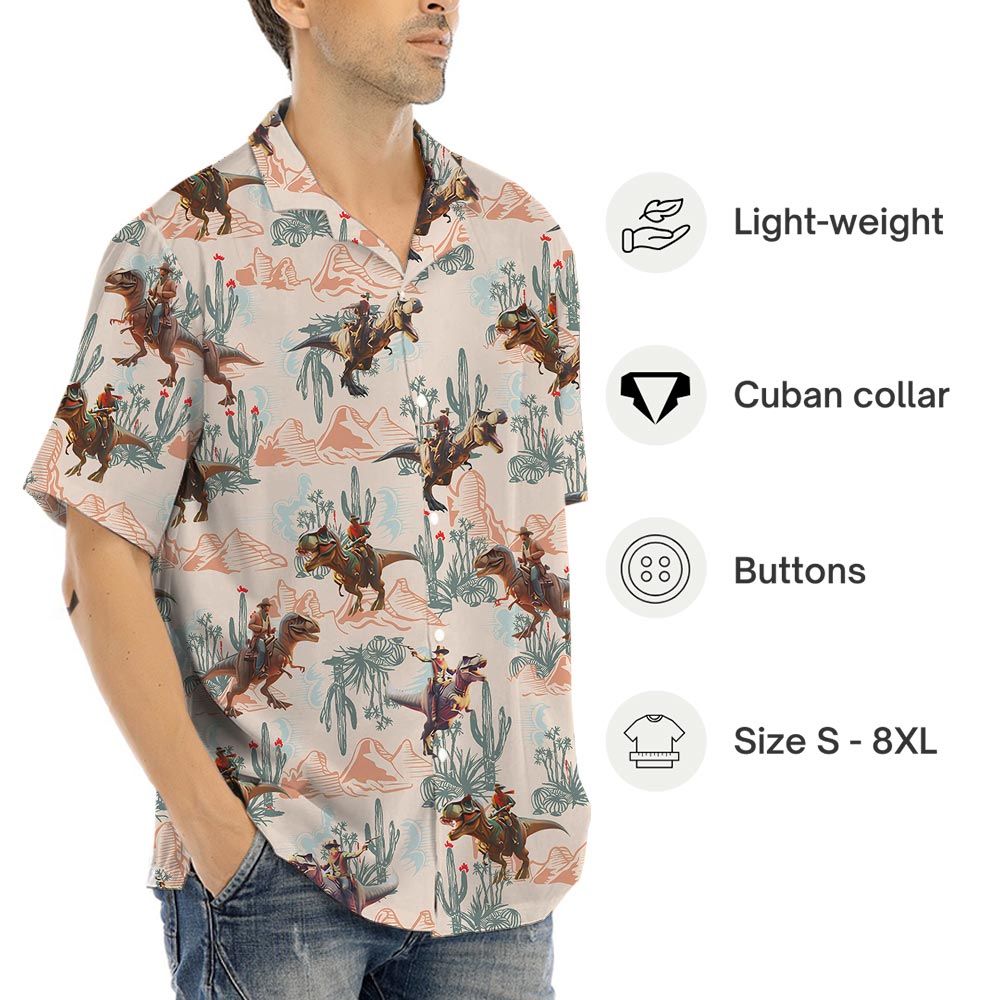 Funny Cowboy Dinosaur Hawaiian Shirt