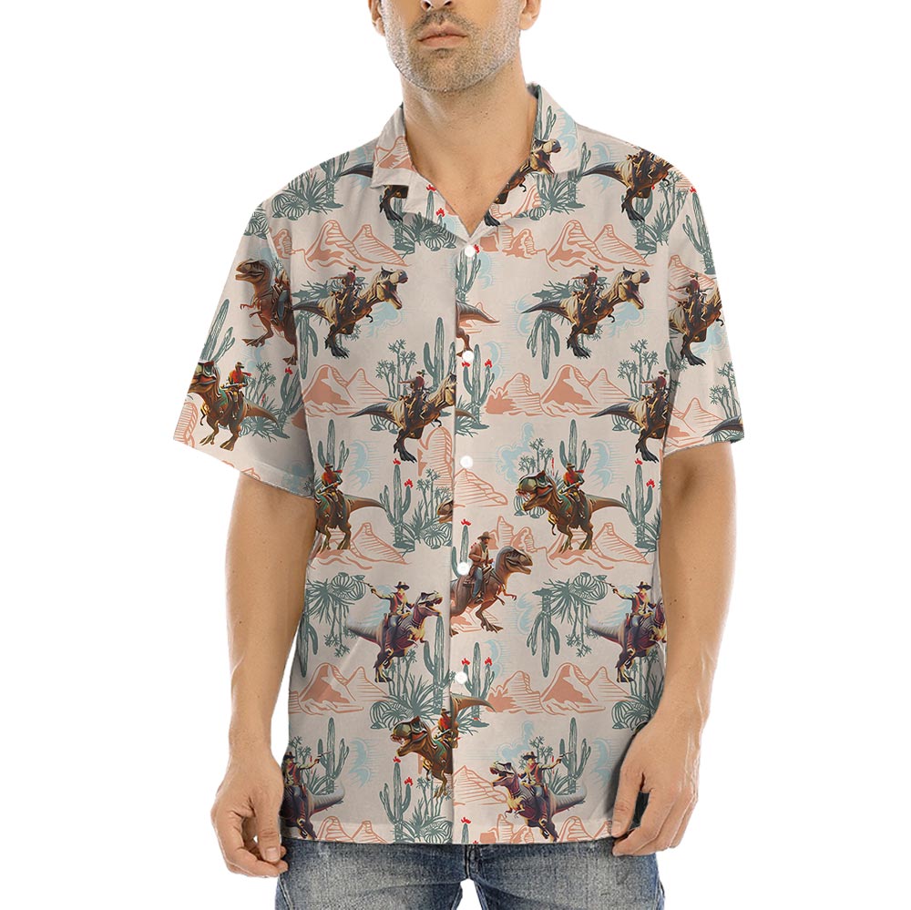 Funny Cowboy Dinosaur Hawaiian Shirt