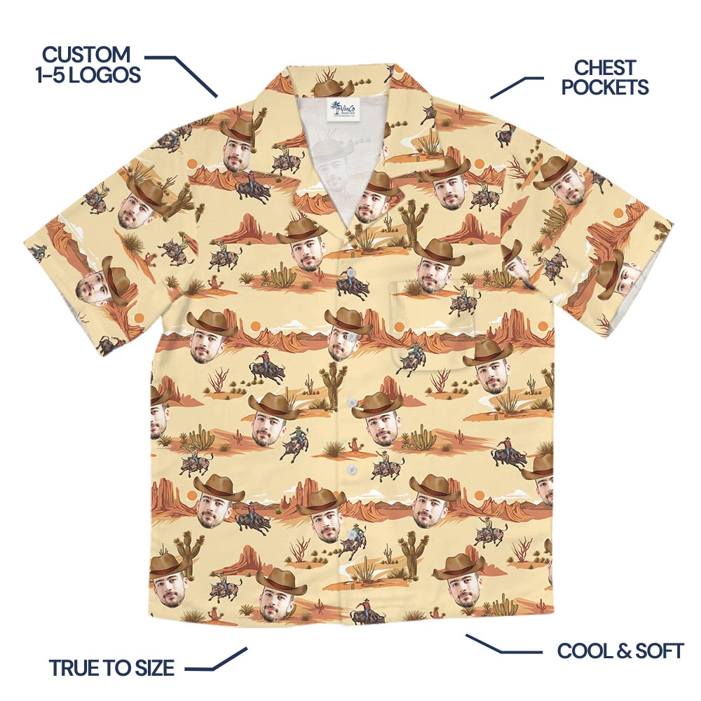 Funny Custom Face Cowboy Desert Hawaiian Shirt