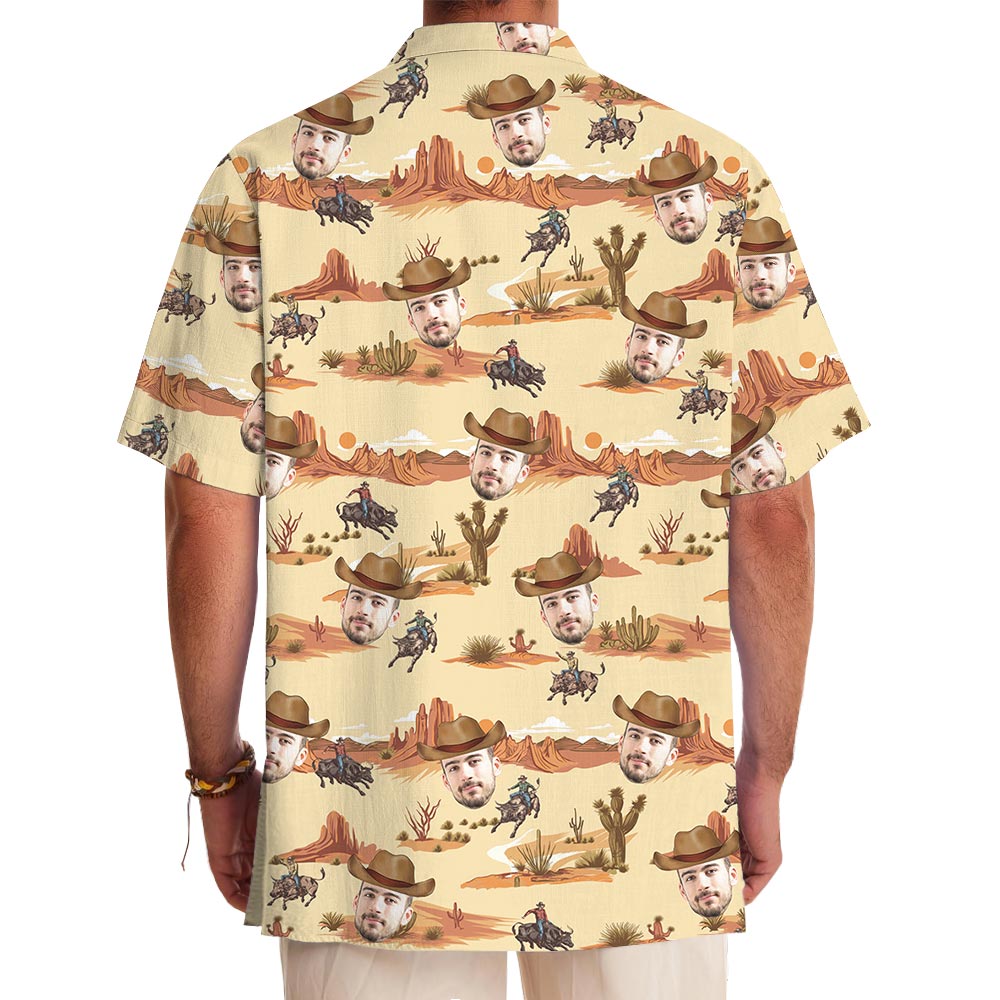 Funny Custom Face Cowboy Desert Hawaiian Shirt