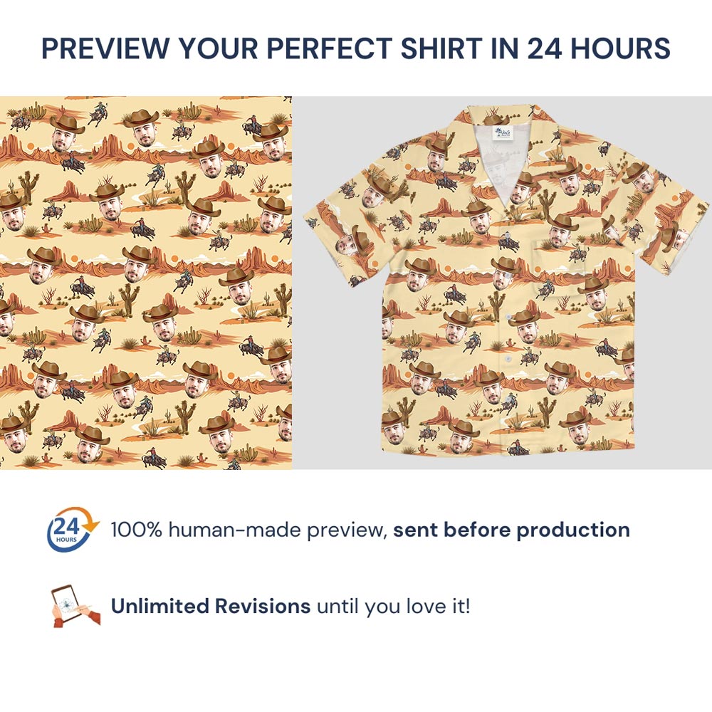 Funny Custom Face Cowboy Desert Hawaiian Shirt