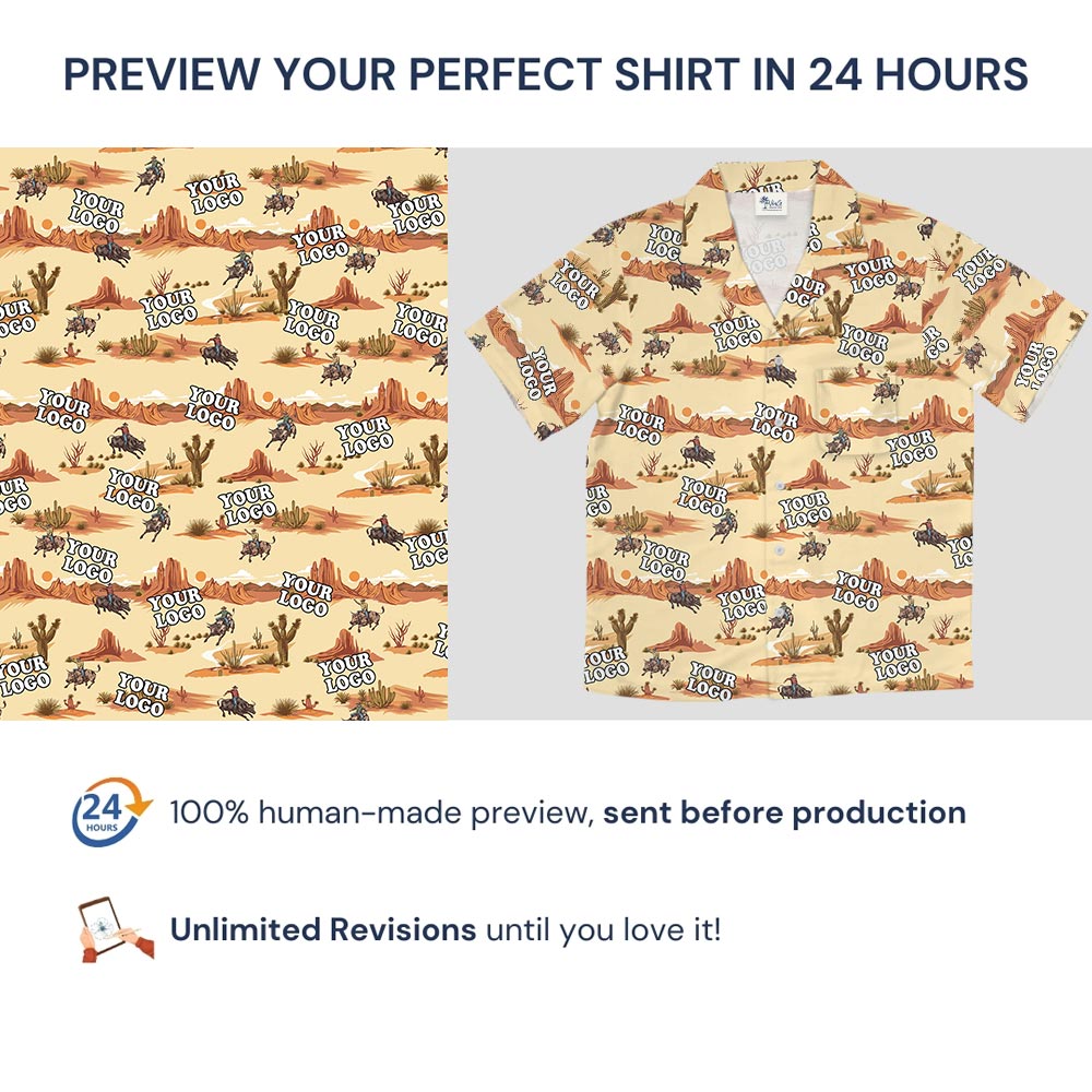 Custom Logo Desert Hawaiian Shirt Cowboy Theme