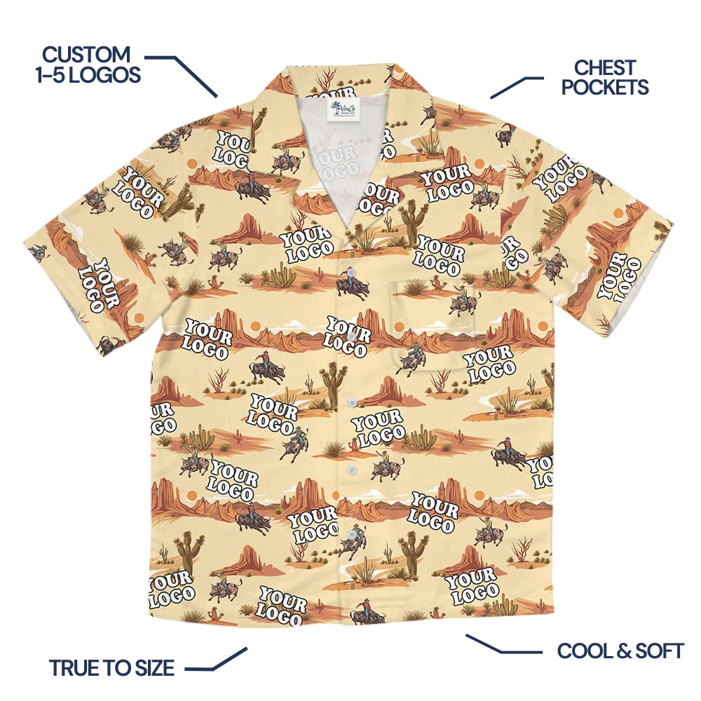 Custom Logo Desert Hawaiian Shirt Cowboy Theme
