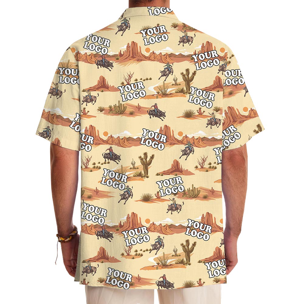 Custom Logo Desert Hawaiian Shirt Cowboy Theme