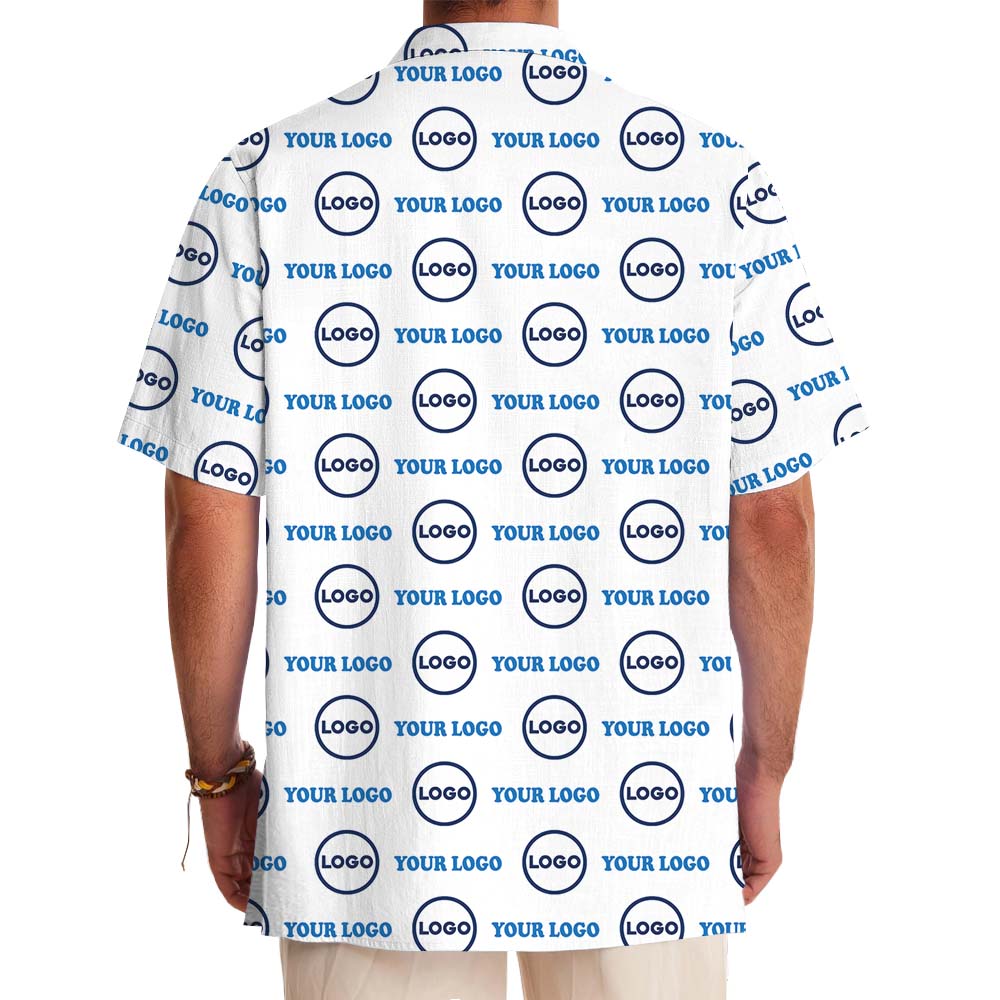 Custom Logo And Name White Hawaiian Shirt