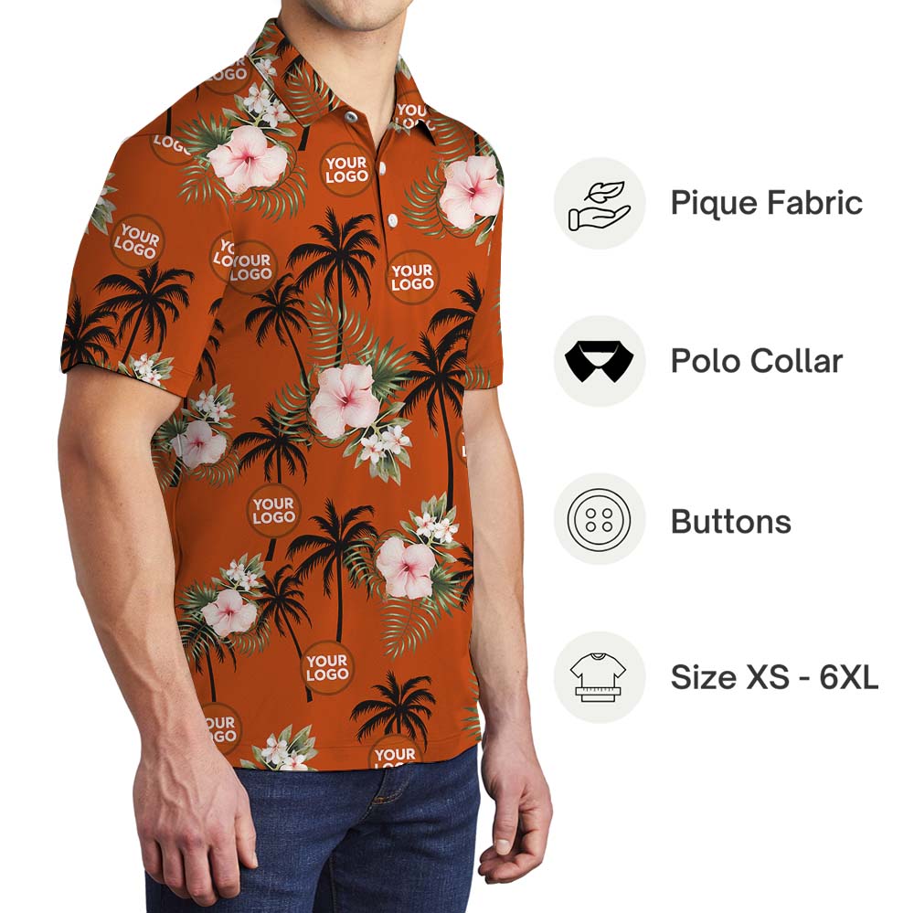 Island Sunset Fiesta Collared Polo Shirt With Company Logo