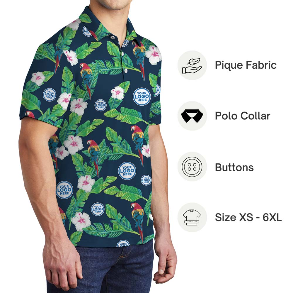 Midnight Jungle Party Collared Polo Shirt With Logo