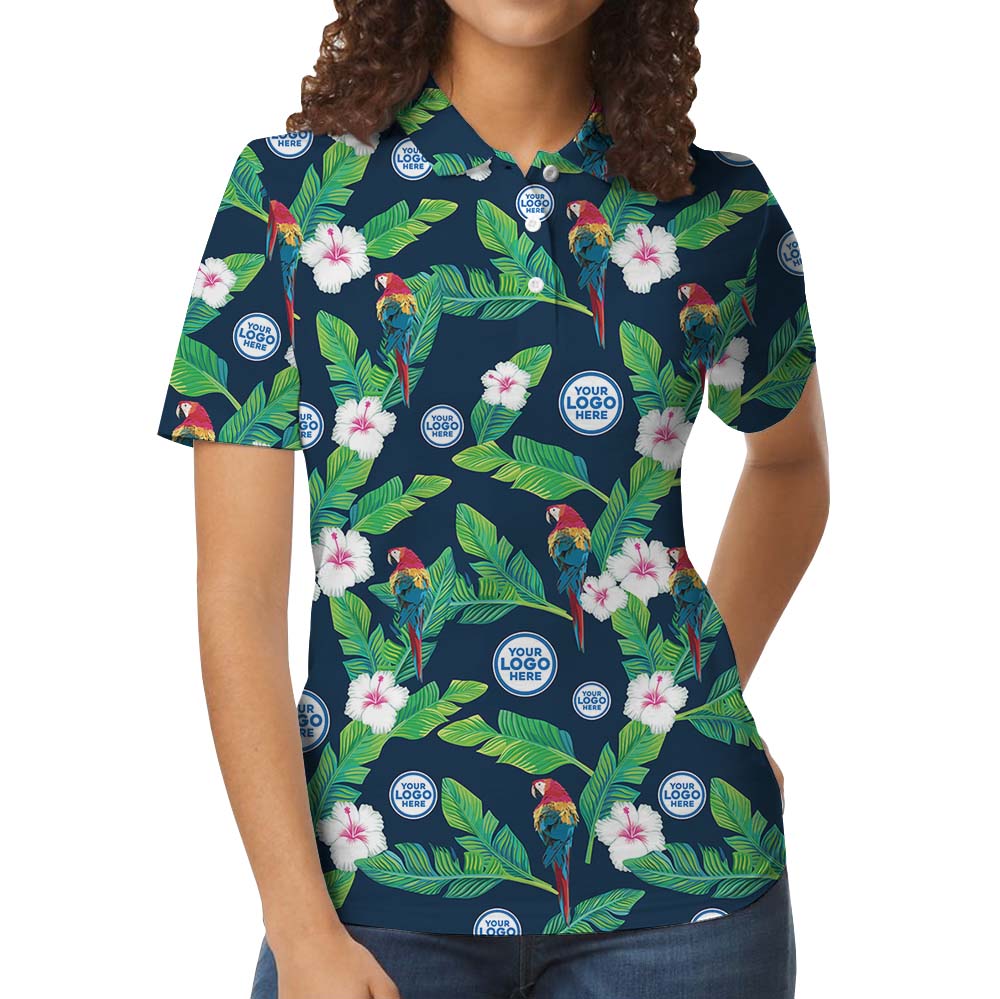 Midnight Jungle Party Collared Polo Shirt With Logo