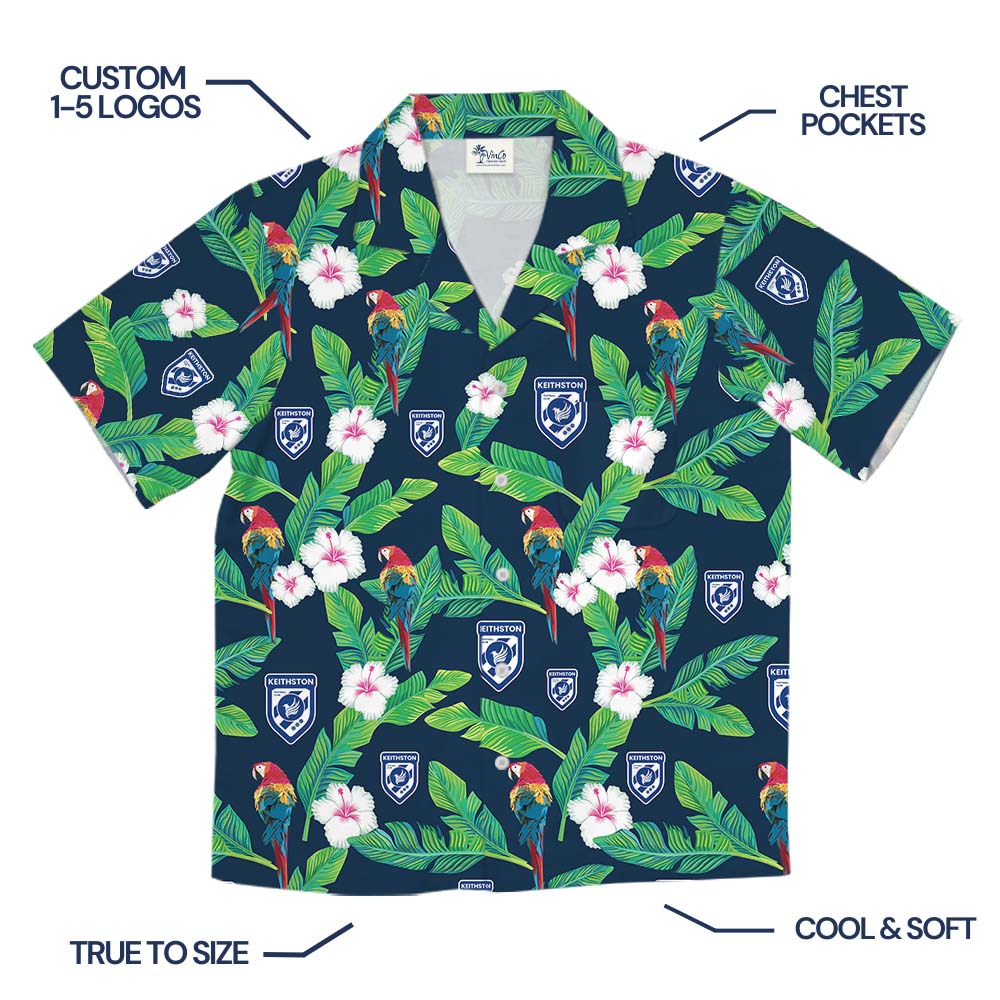 Parrot Palms Button Up Hawaiian Shirts With Logo