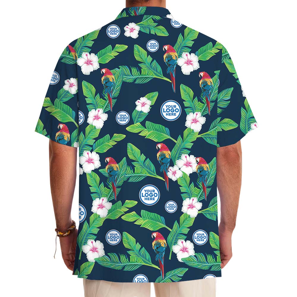 Parrot Palms Button Up Hawaiian Shirts With Logo