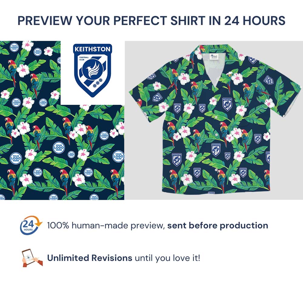 Parrot Palms Button Up Hawaiian Shirts With Logo