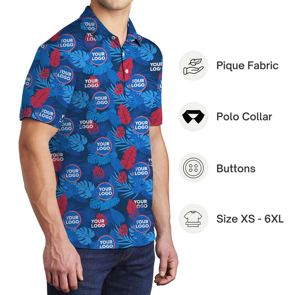 Tropical Tide Collared Polo Shirt With Company Logo