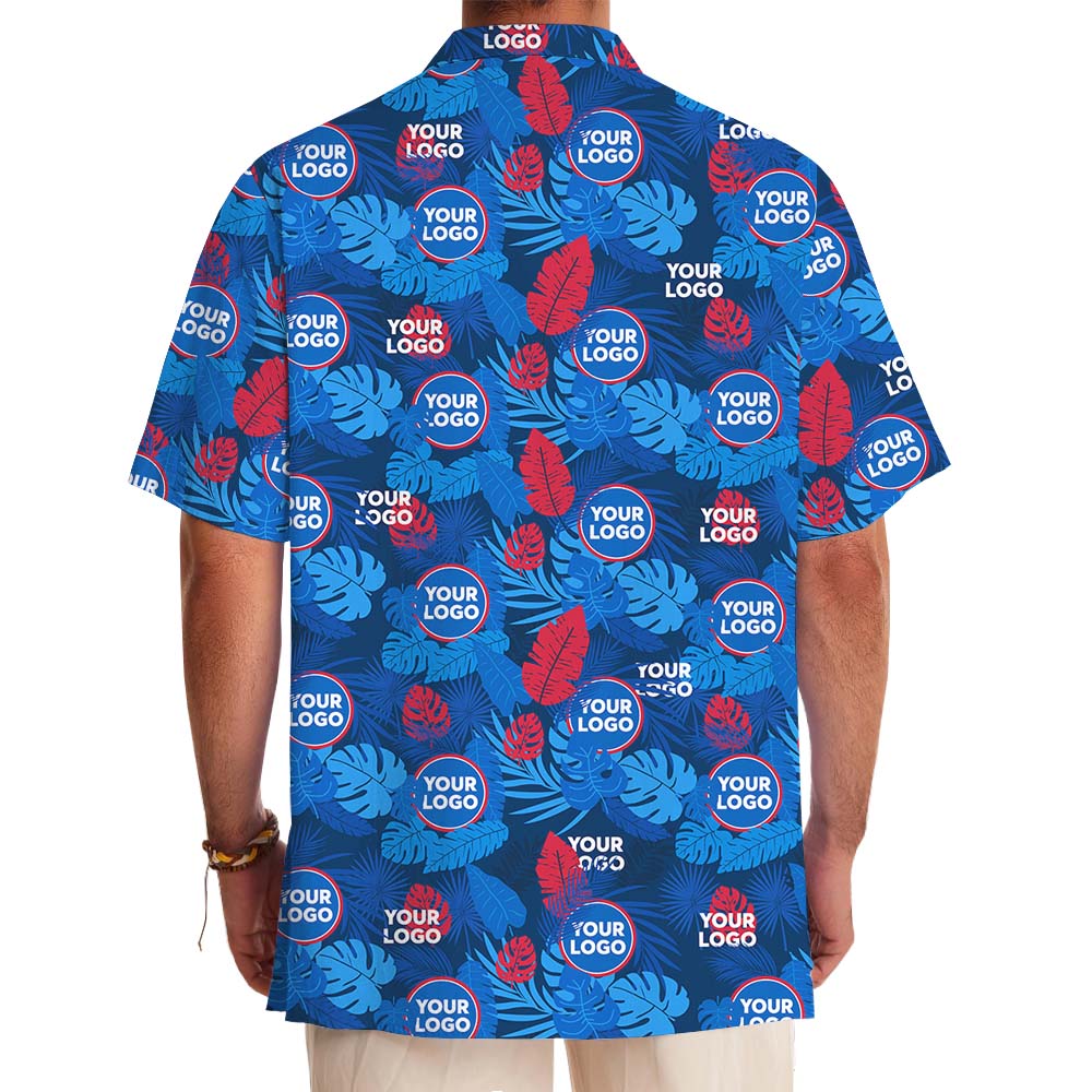Red And Blue Oasis Aloha Hawaiian Shirt With Custom Logo