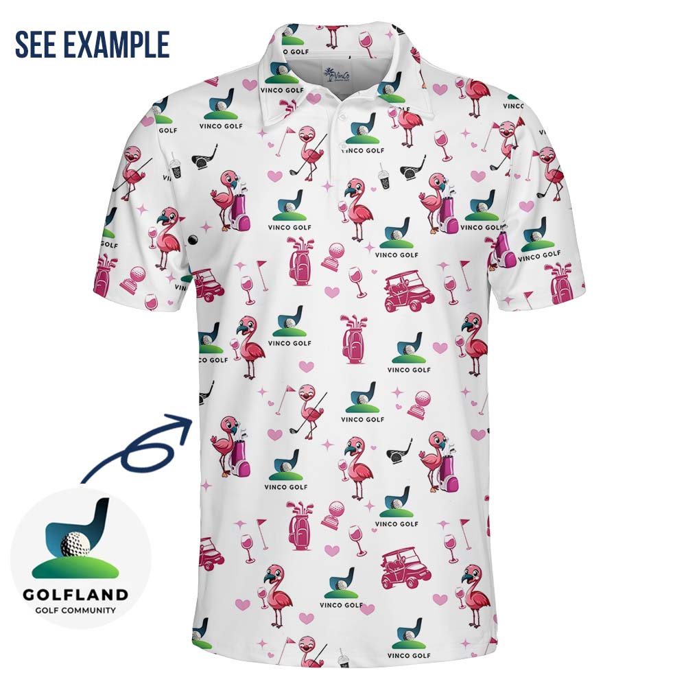 Custom Golf Team Collared Polo Shirt With Flamingo Print