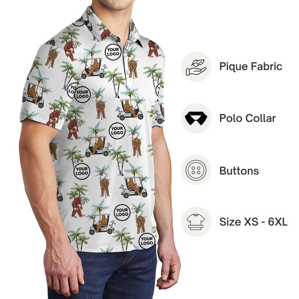 Golfing Sasquatch Collared Polo Shirt With Logo