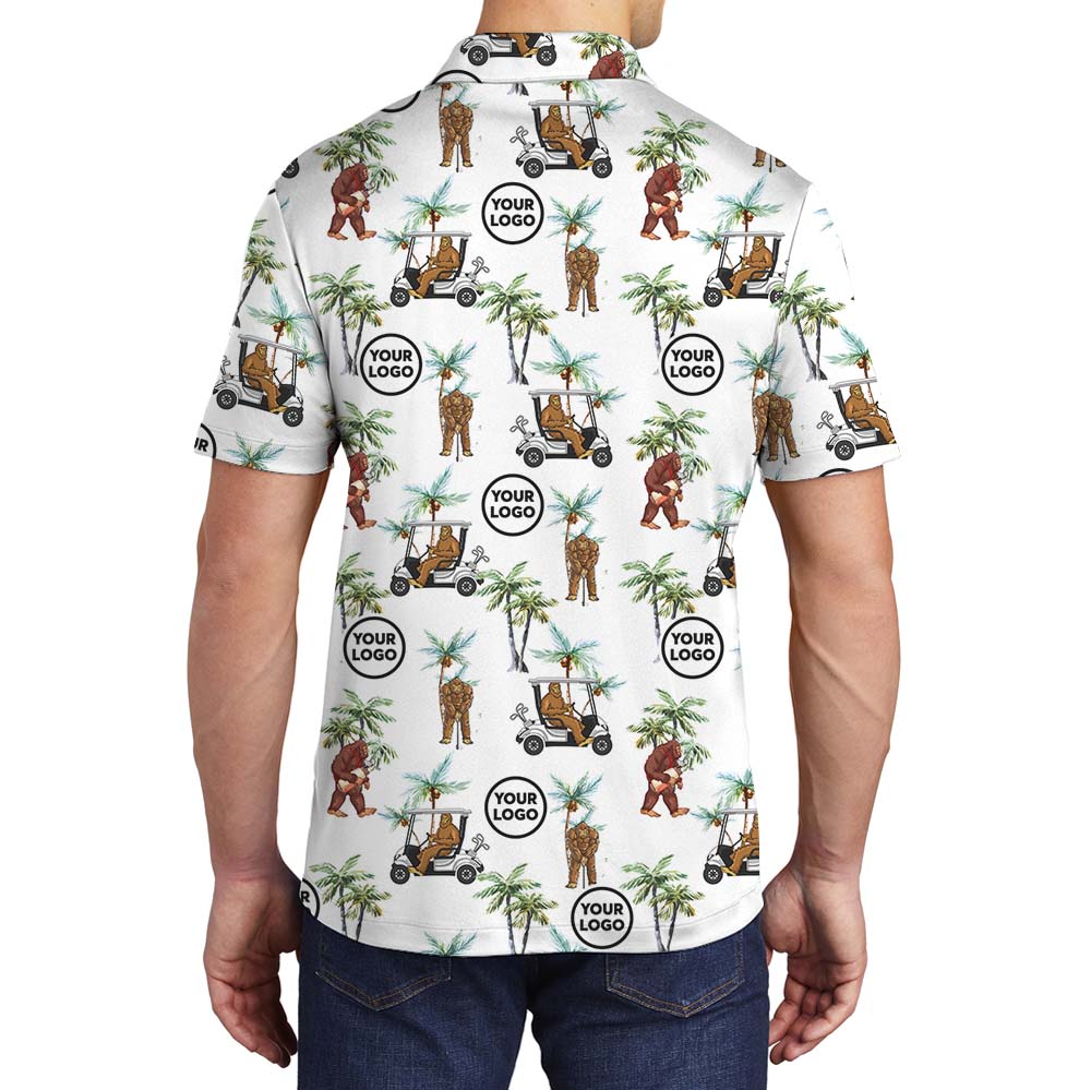 Golfing Sasquatch Collared Polo Shirt With Logo