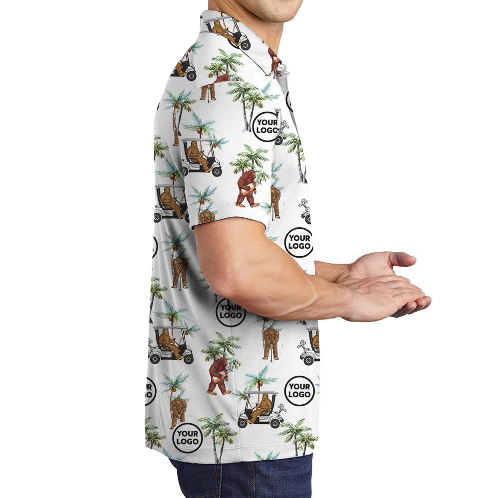 Golfing Sasquatch Collared Polo Shirt With Logo