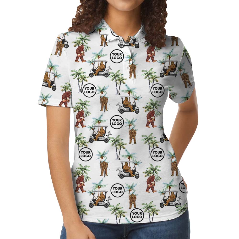 Golfing Sasquatch Collared Polo Shirt With Logo