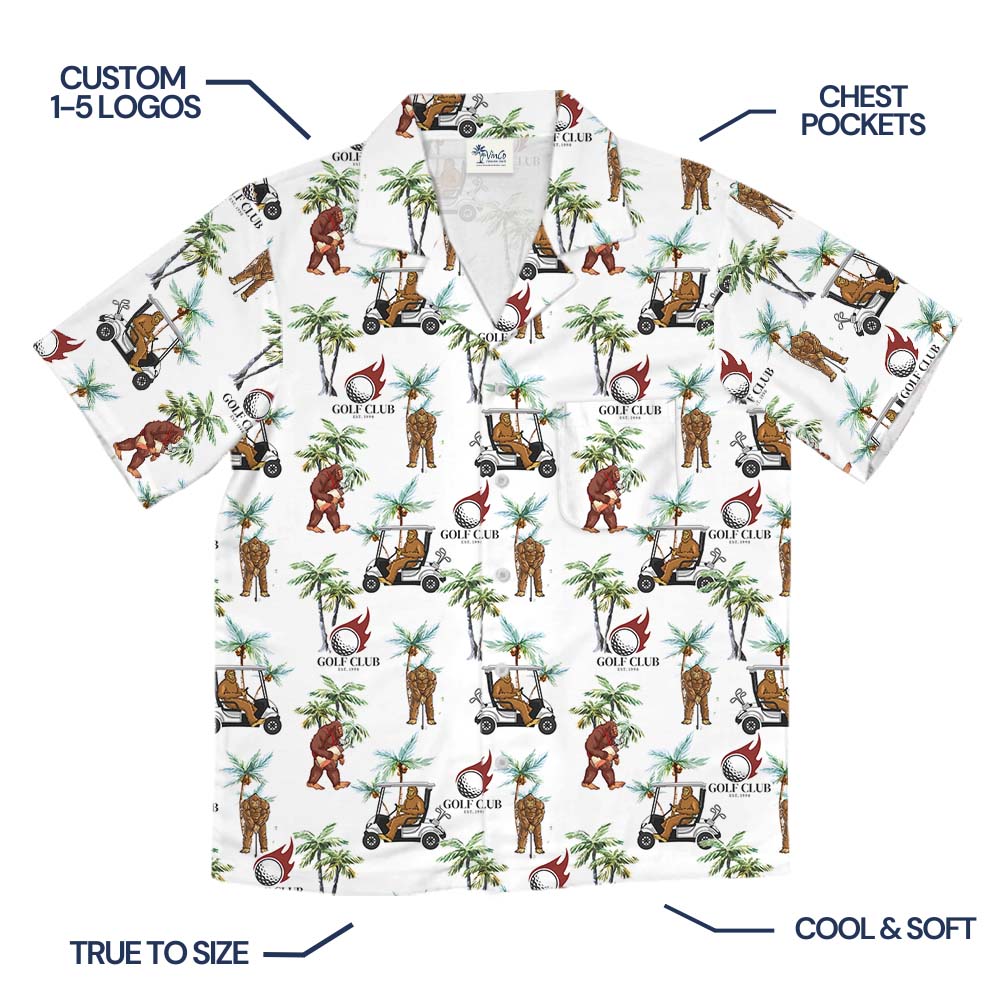 Bigfoot Beach Golf Hawaiian Shirt With Custom Logo