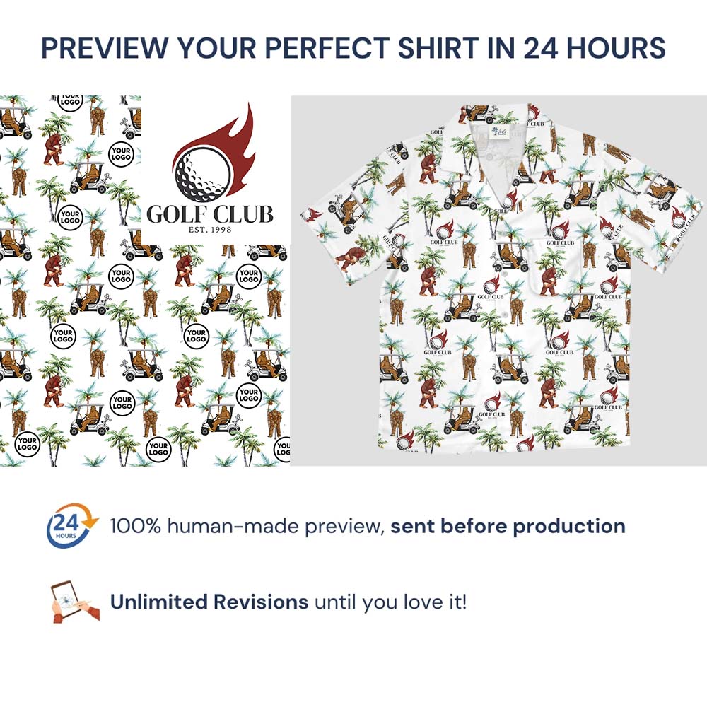 Bigfoot Beach Golf Hawaiian Shirt With Custom Logo