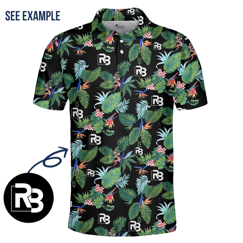 Emerald Oasis Black Collared Polo Shirt With Custom Logo