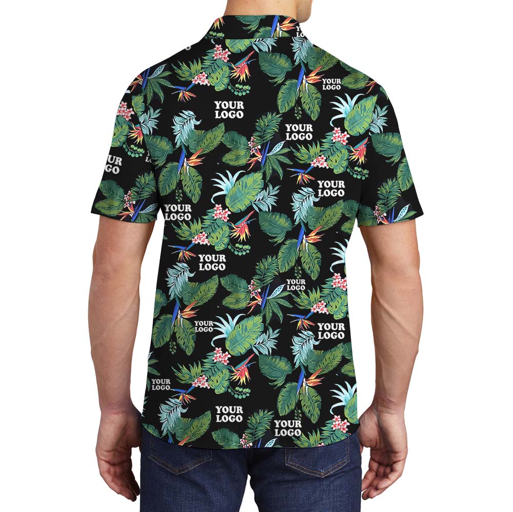 Emerald Oasis Black Collared Polo Shirt With Custom Logo