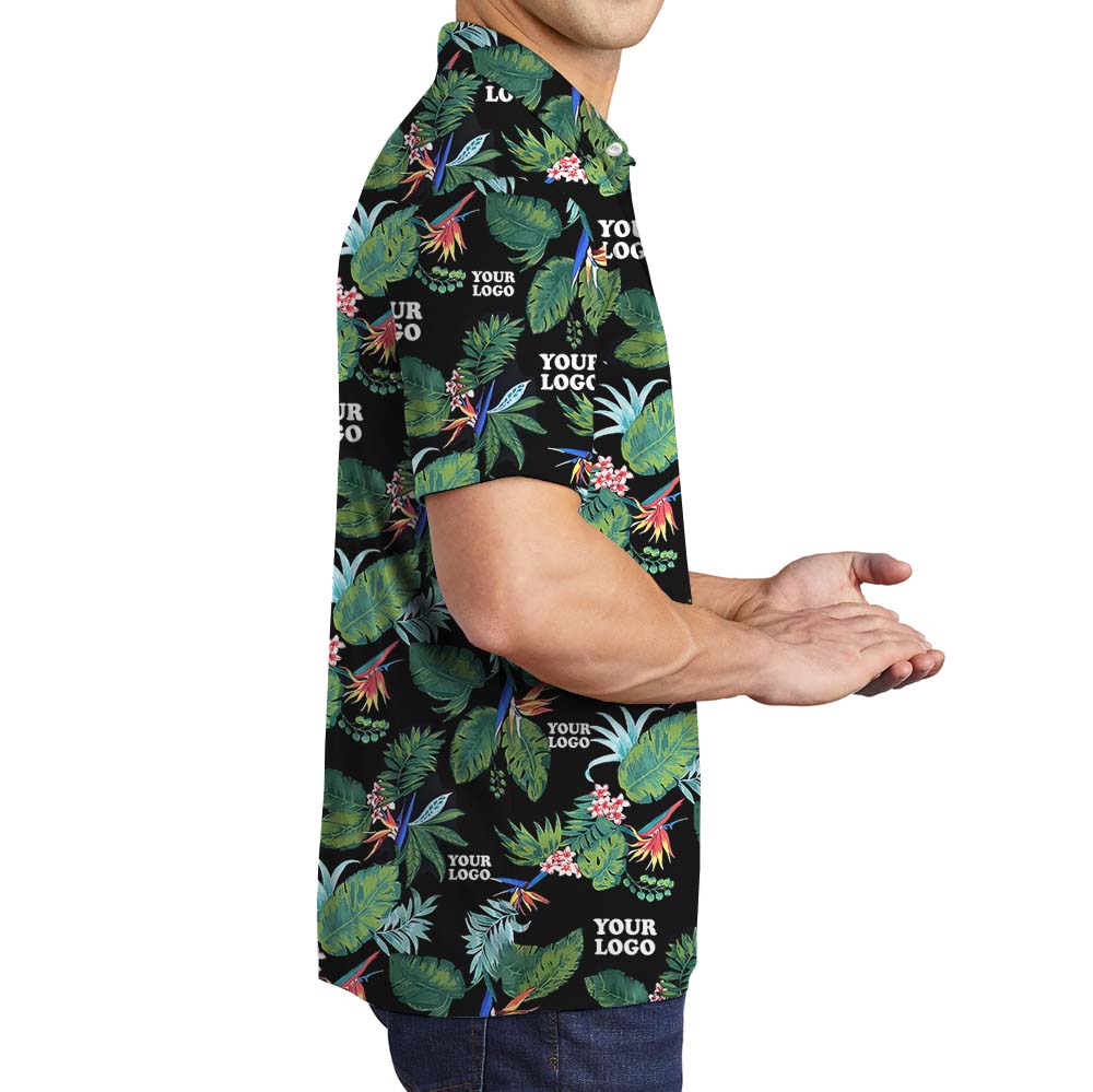 Emerald Oasis Black Collared Polo Shirt With Custom Logo