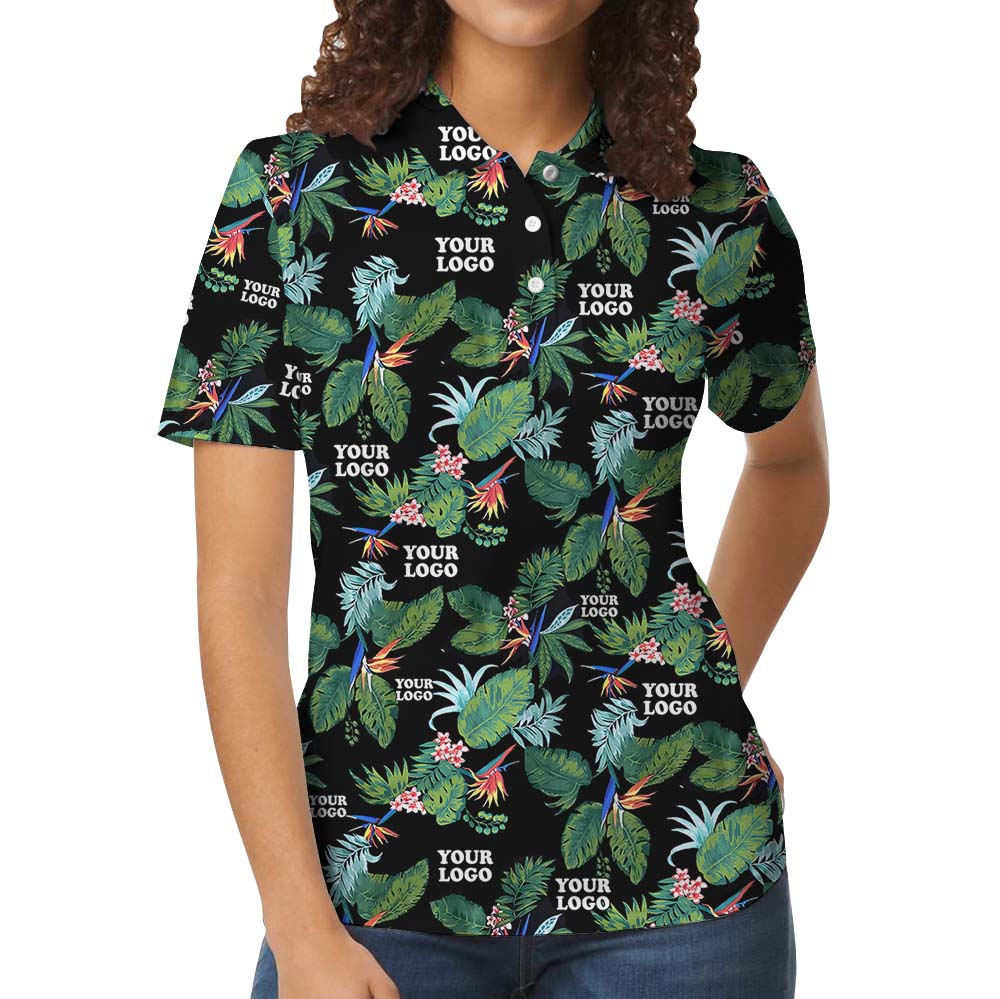 Emerald Oasis Black Collared Polo Shirt With Custom Logo