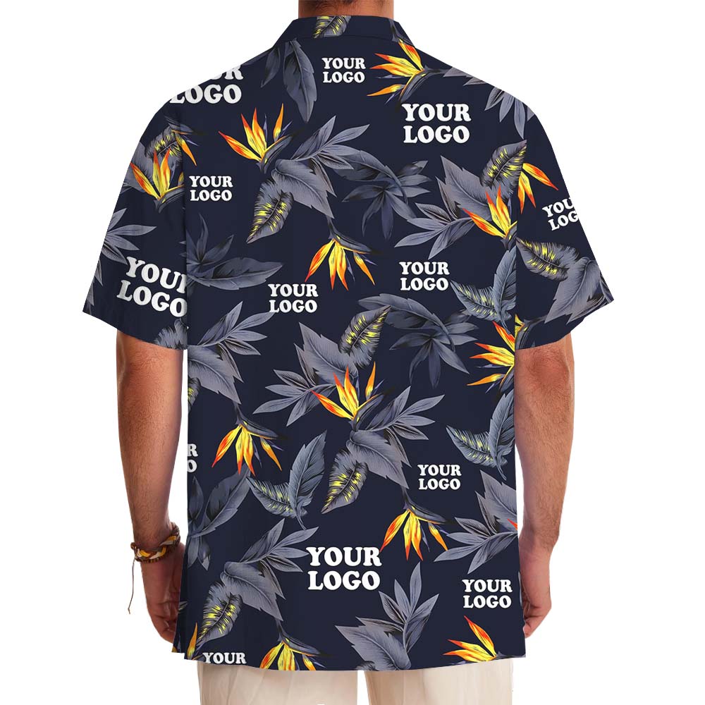 Midnight Bloom Black Hawaiian Shirt With Multiple Logo