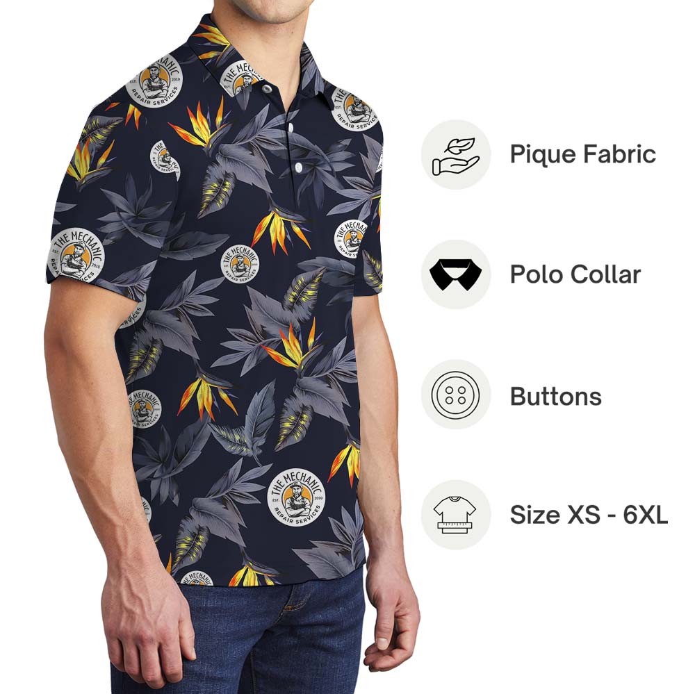 Bird Of Paradise Flowers Company Logo Polo Shirts