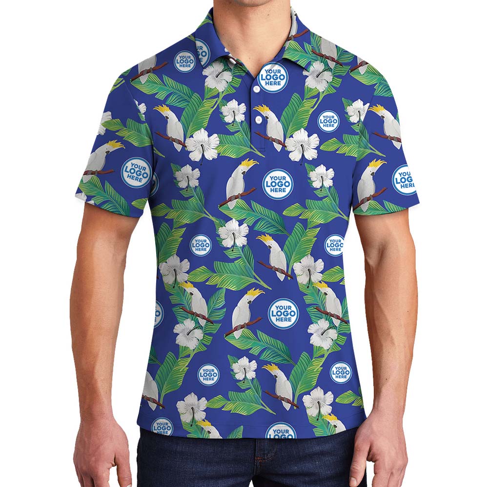 Cockatoo Hibiscus Haven Collared Polo Shirt With Logo - variant image 1