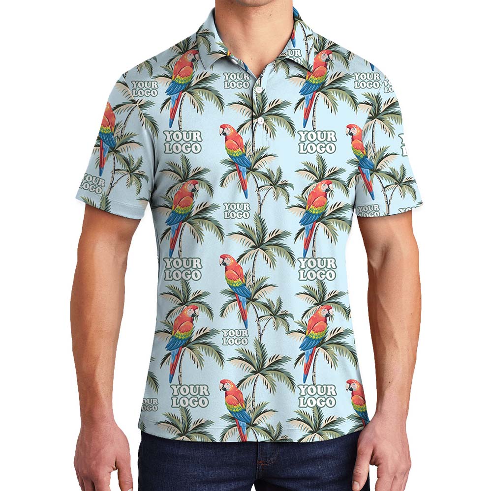 Parrot Beach Vibe Collared Polo Shirt With Custom Logo - variant image 1