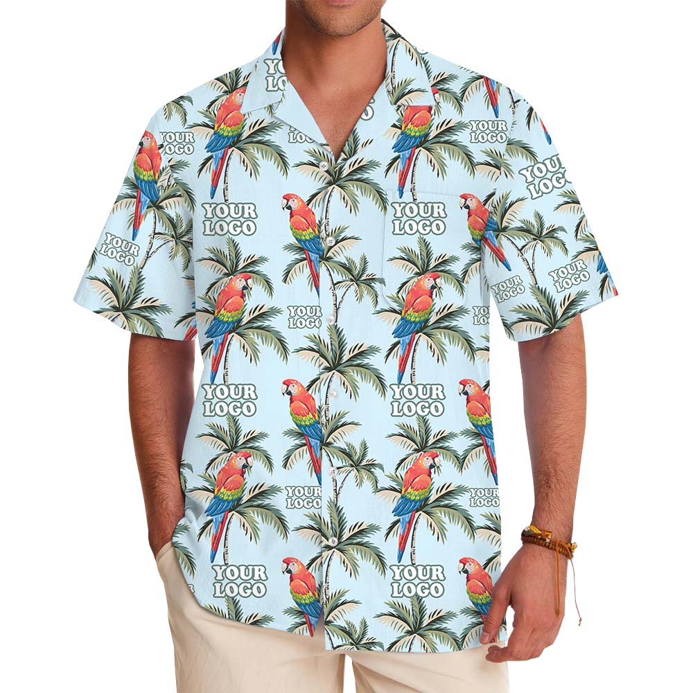 Palm Tree Parrot Hawaiian Shirt With Custom Logo - variant image 1