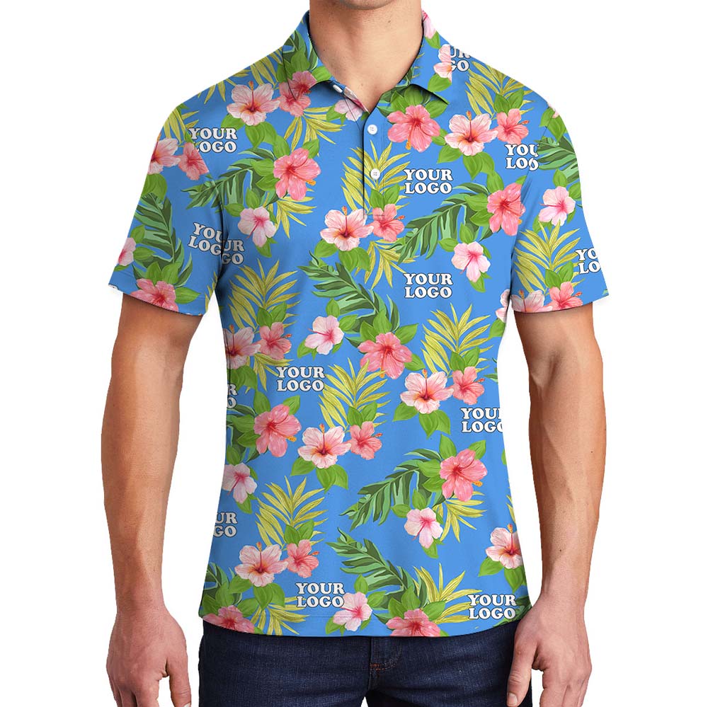 Custom Logo Team Collared Shirt With Floral Print - variant image 1