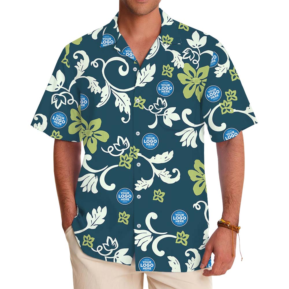 Vintage Tropical Leaf Hawaiian Shirt With Multiple Logos - variant image 1