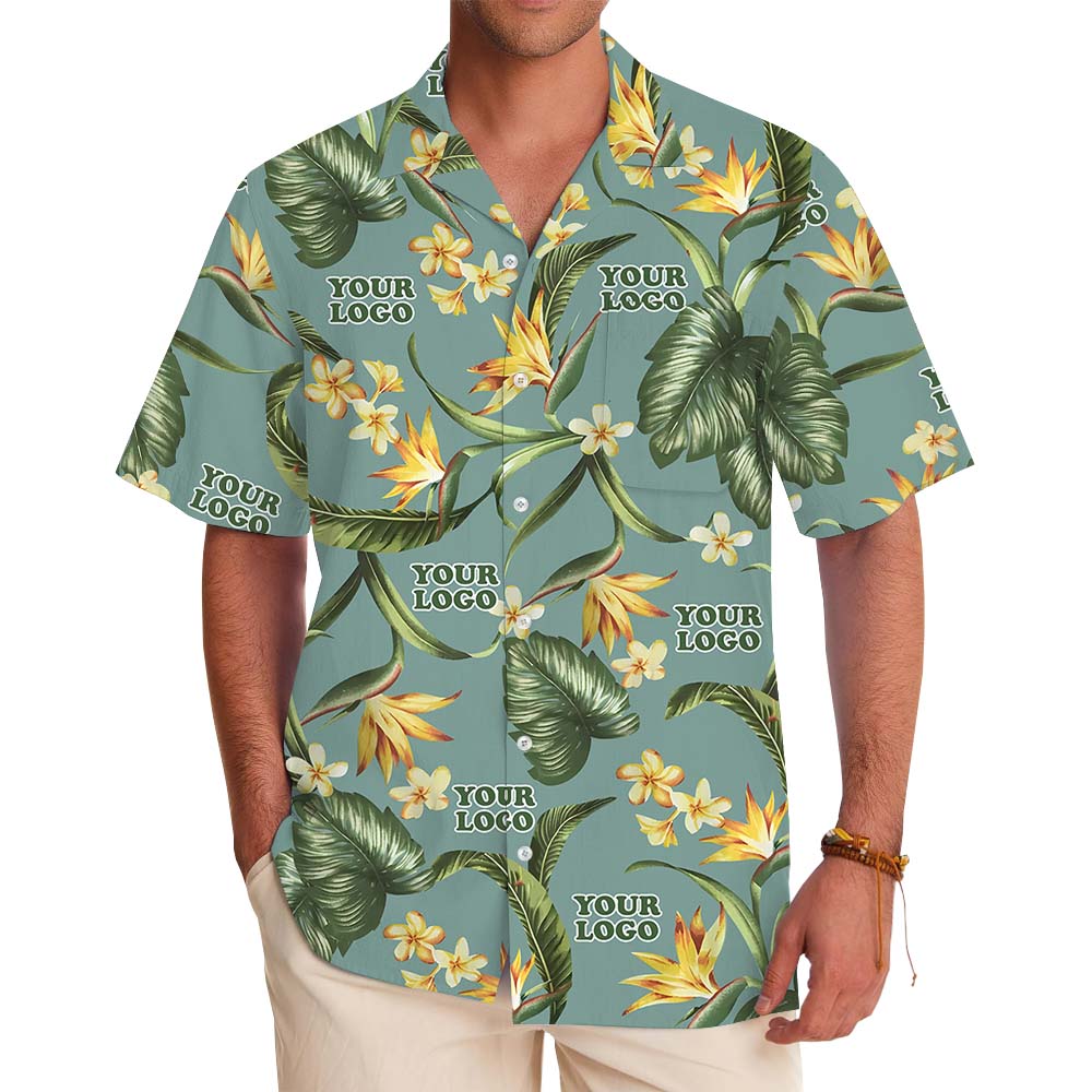 Tropical Green Hawaiian Shirt With Customized Logo - variant image 1