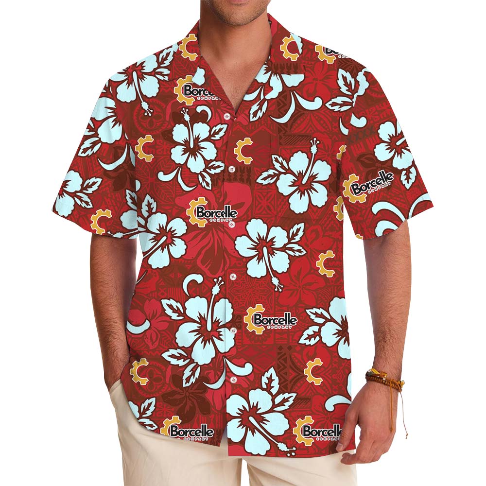 Unique Red Hibiscus Hawaiian Shirt With Custom Logo - variant image 1
