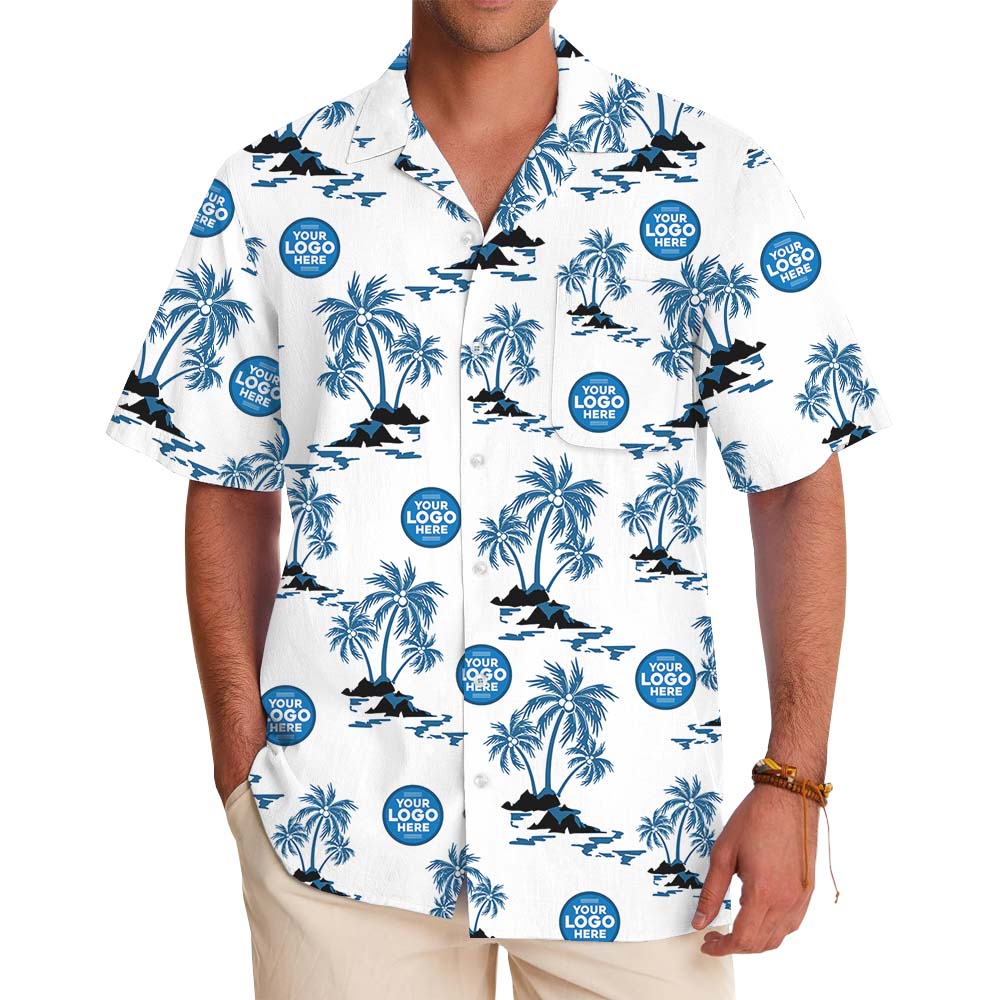 Beach Vibe White Hawaiian Shirt With Custom Logo - variant image 1