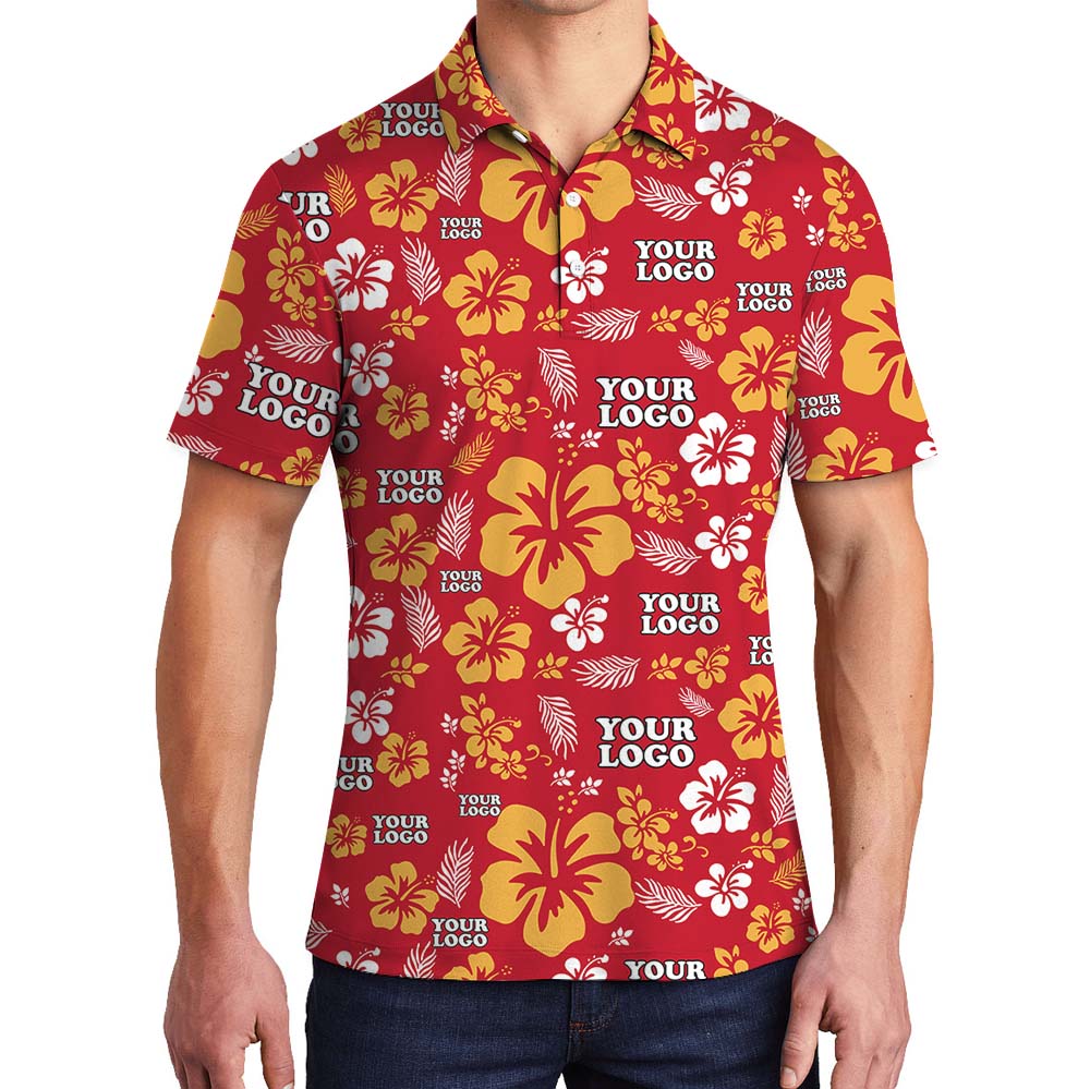 Floral Customize Logo Collared Polo Shirt For Men And Women - variant image 1