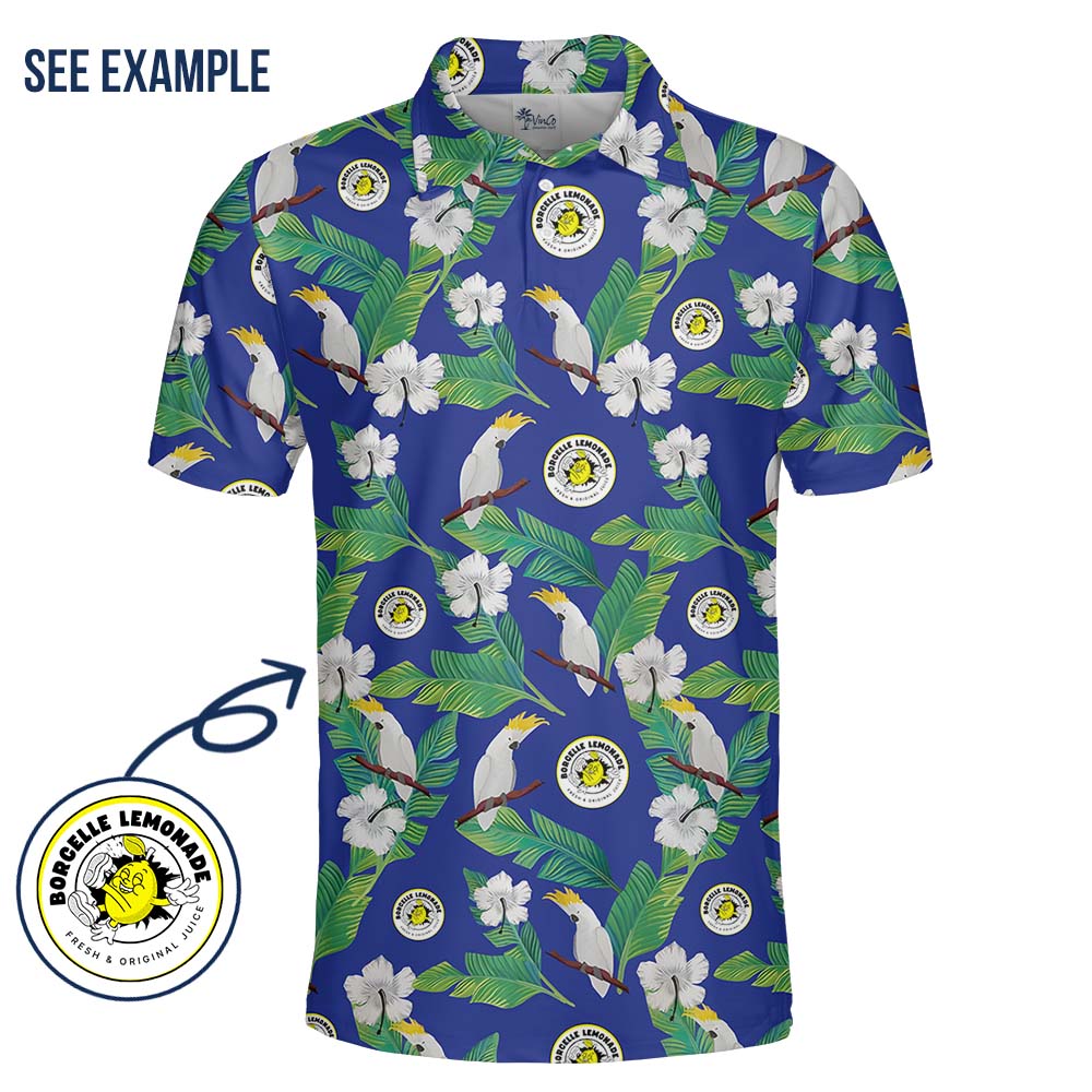 Cockatoo Hibiscus Haven Collared Polo Shirt With Logo