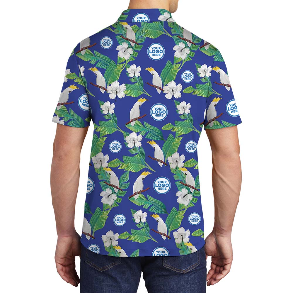 Cockatoo Hibiscus Haven Collared Polo Shirt With Logo