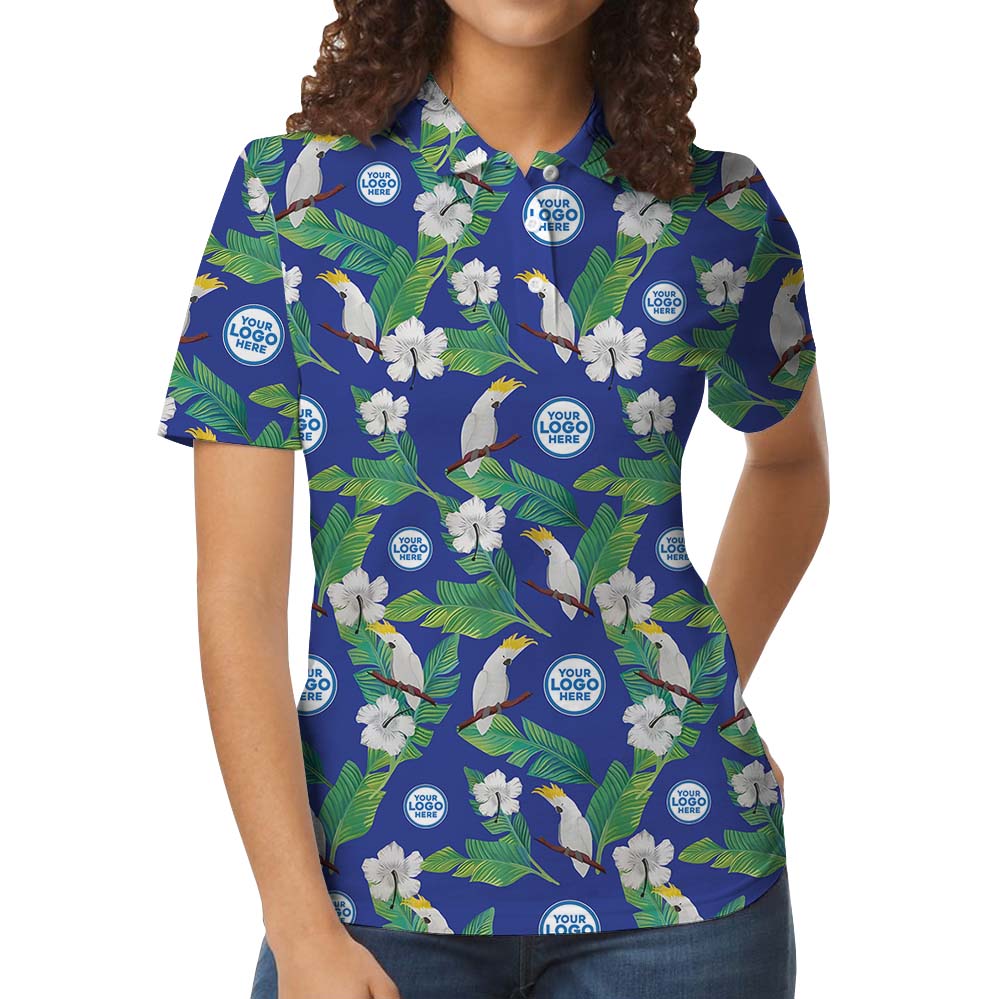 Cockatoo Hibiscus Haven Collared Polo Shirt With Logo