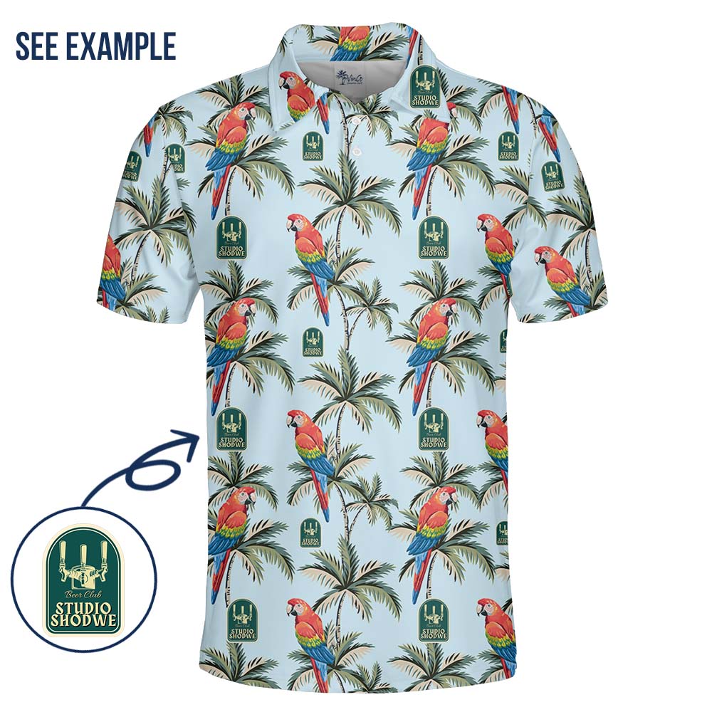 Parrot Beach Vibe Collared Polo Shirt With Custom Logo