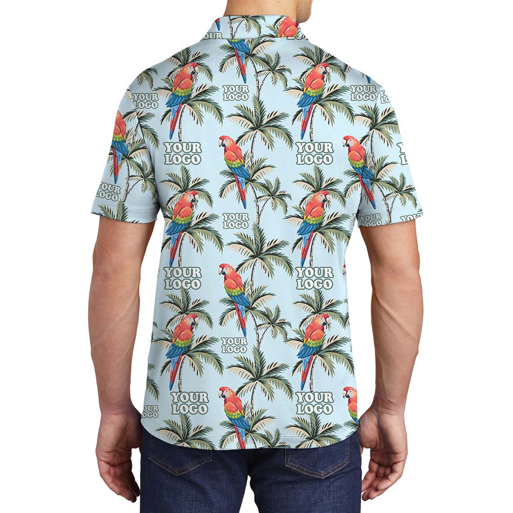 Parrot Beach Vibe Collared Polo Shirt With Custom Logo