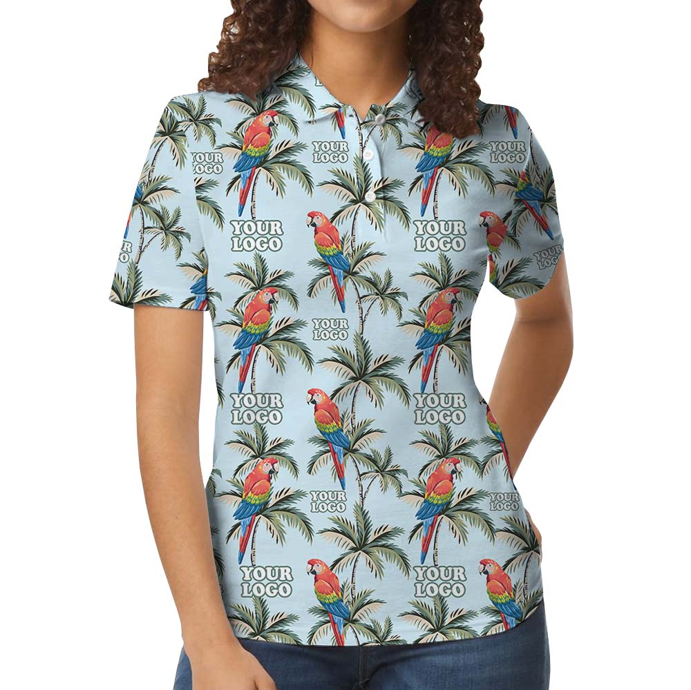 Parrot Beach Vibe Collared Polo Shirt With Custom Logo