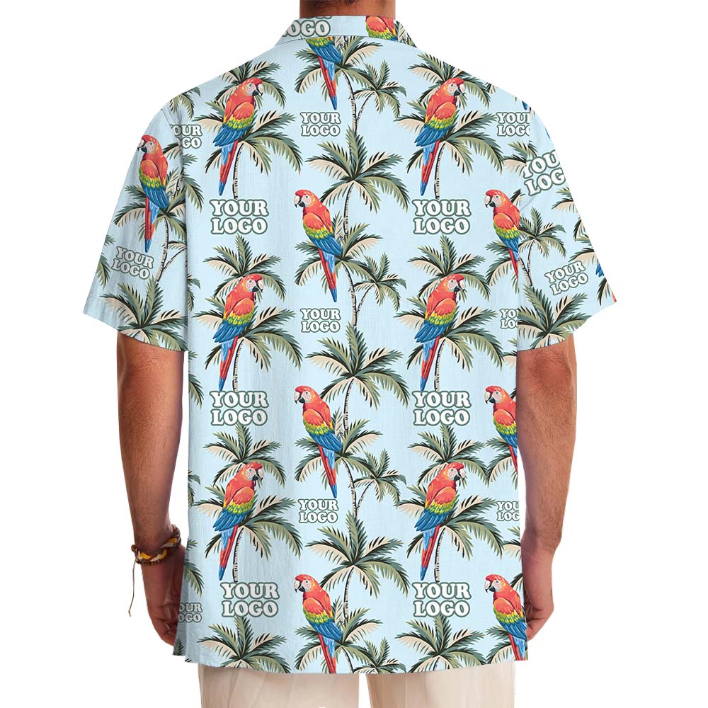 Palm Tree Parrot Hawaiian Shirt With Custom Logo