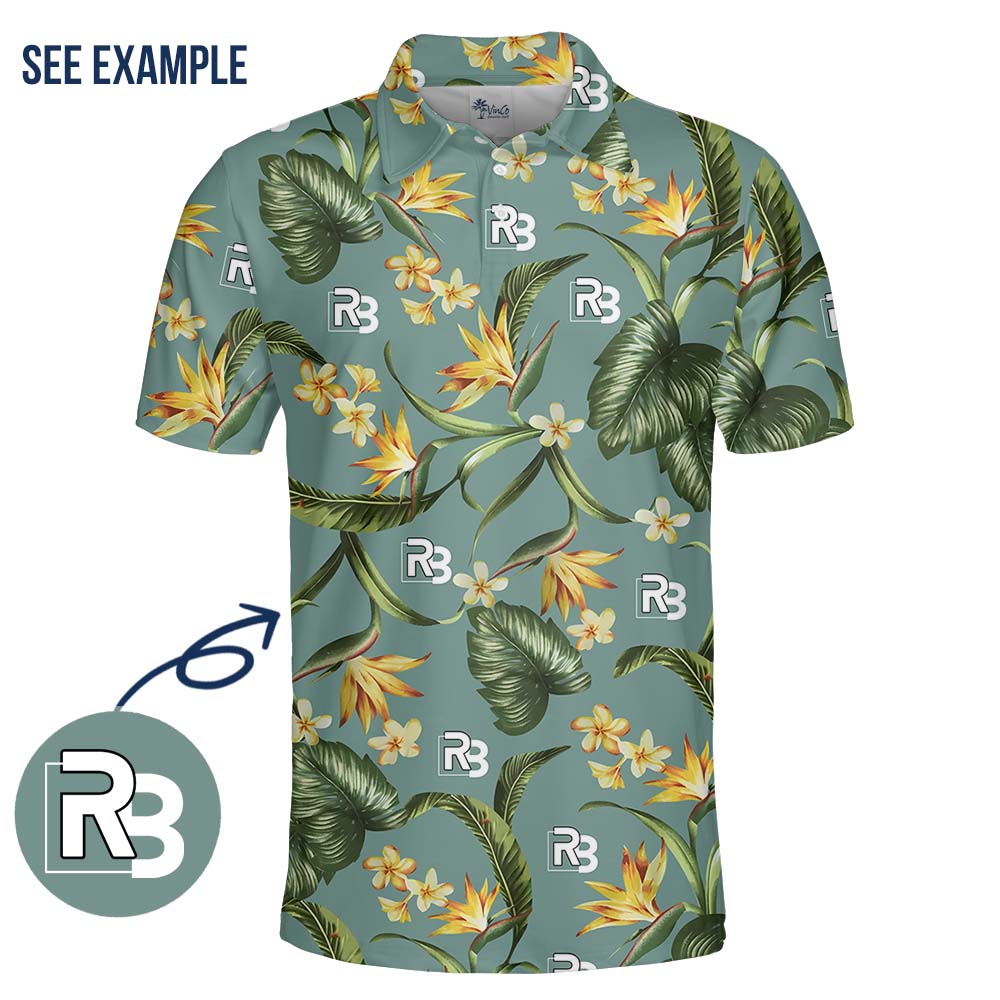 Green Tropical Company Collared Polo Shirt With Custom Logo