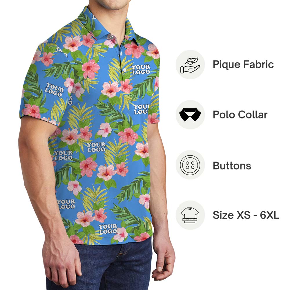 Custom Logo Team Collared Shirt With Floral Print