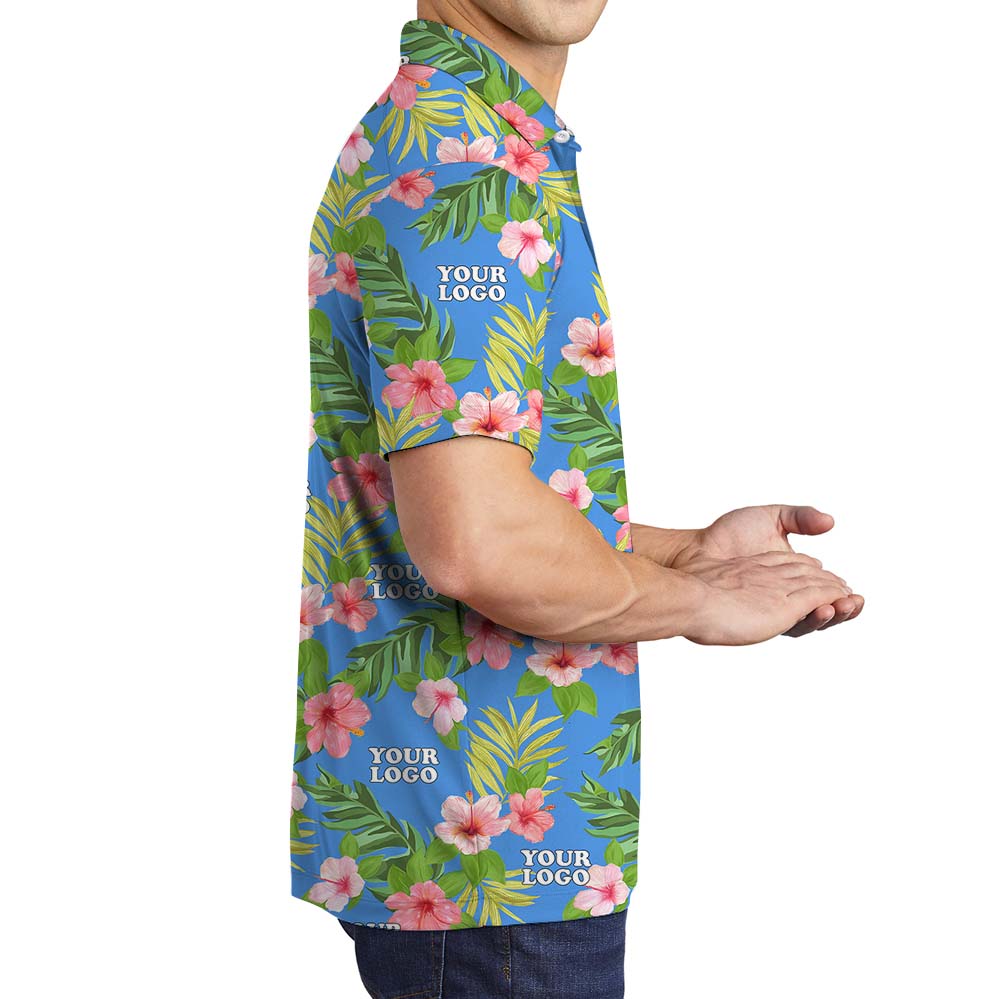 Custom Logo Team Collared Shirt With Floral Print