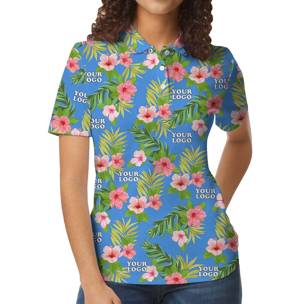 Custom Logo Team Collared Shirt With Floral Print
